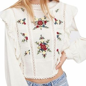 Free People crop peasant blouse S